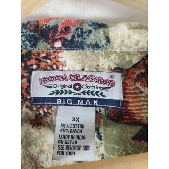 Boca Classics Hawaiian Shirt Mens 3XL Fish Print- Cotton And Rayon - Picture 3 of 6